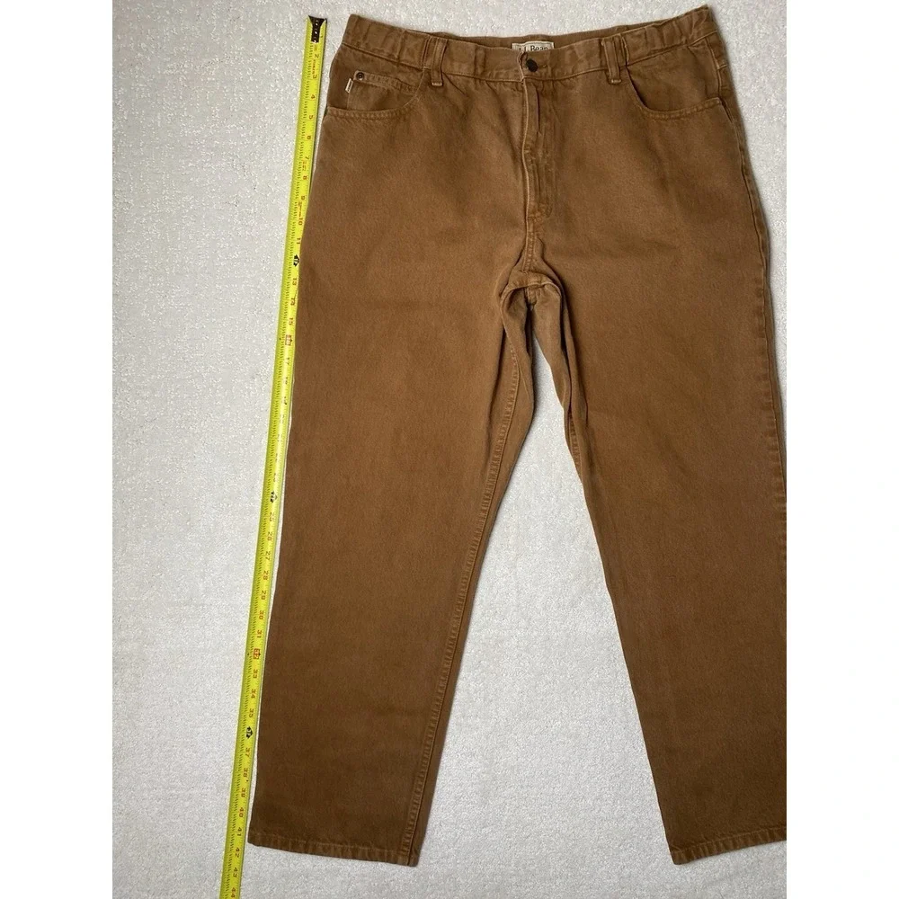 LL Bean Comfort Waist Relaxed Fit Khaki Pants Men's 38x32 Measured 36x30 Brown